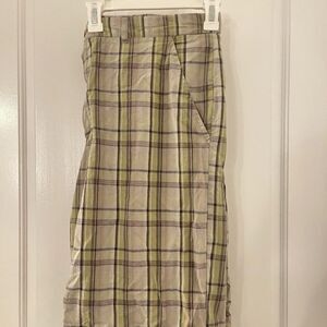 Men’s Michael Brandon Green Plaid Cotton Chino Golf Shorts with Pockets Size 38